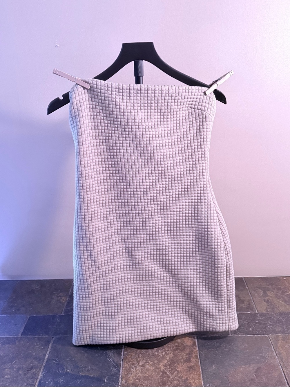 PrettyLittleThing Cream Strapless Waffle Mini Dress Set